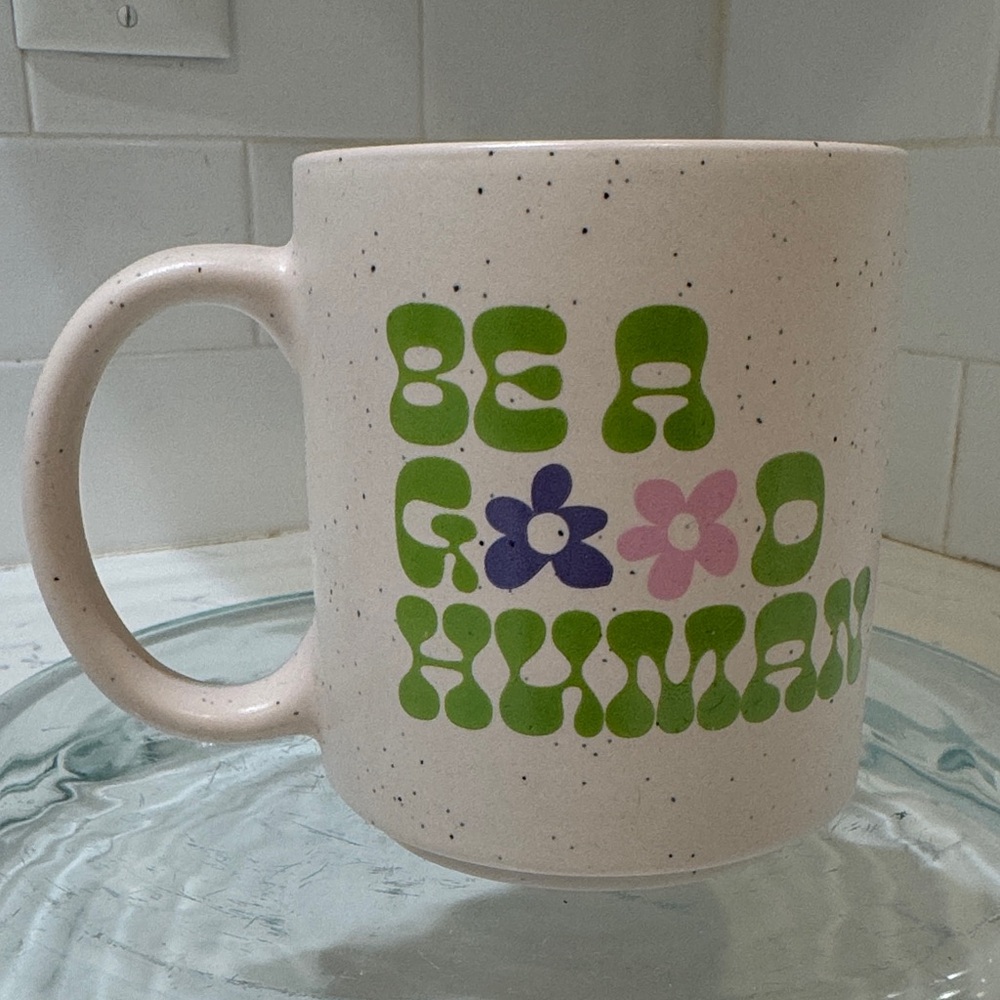 Speckled Ceramic Mug - Be a Good Human - Cream